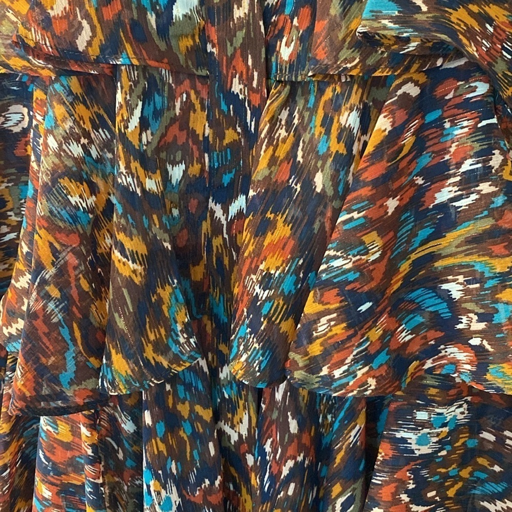 MISA Los Angeles Emogene chiffon dress in Peacock abstract pattern size medium - Picture 9 of 10